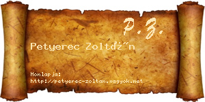 Petyerec Zoltán névjegykártya